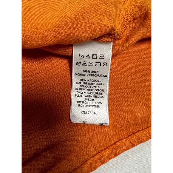 House‎ of Harlow 1960 Linen Boho Embroidered Top Large Orange - Picture 9 of 9